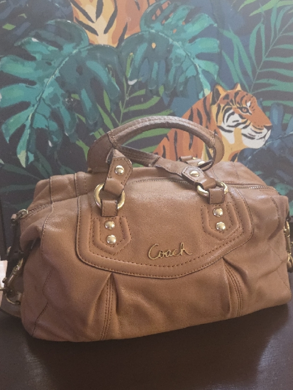 Coach Caramel Brown Leather Satchel with Gold Hardware - Picture 5 of 5